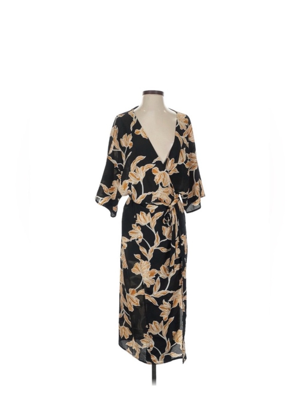 Black Floral with Beige Blossoms